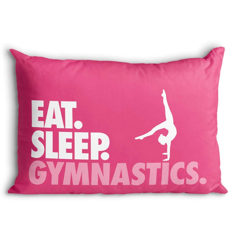 ChalkTalkSPORTS Eat. Sleep. Gymnastics. Pillowcase | Home Decor | Pink - Image 1